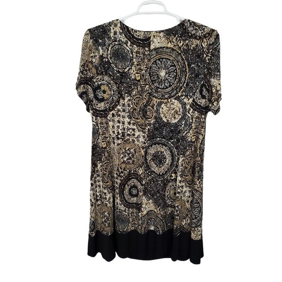 Connected Size 18W Dress Patterned Crisscross Neck Earthy Artifact Print - Picture 3 of 7